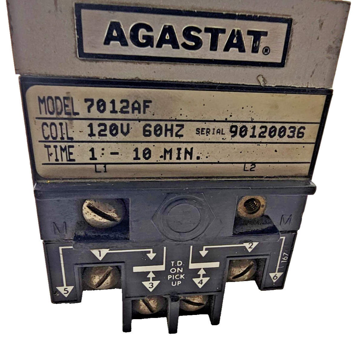 Agastat 7012AF Time Delay Relay 1-10 Minutes 120V 60Hz On Delay NO DIAL/KNOB