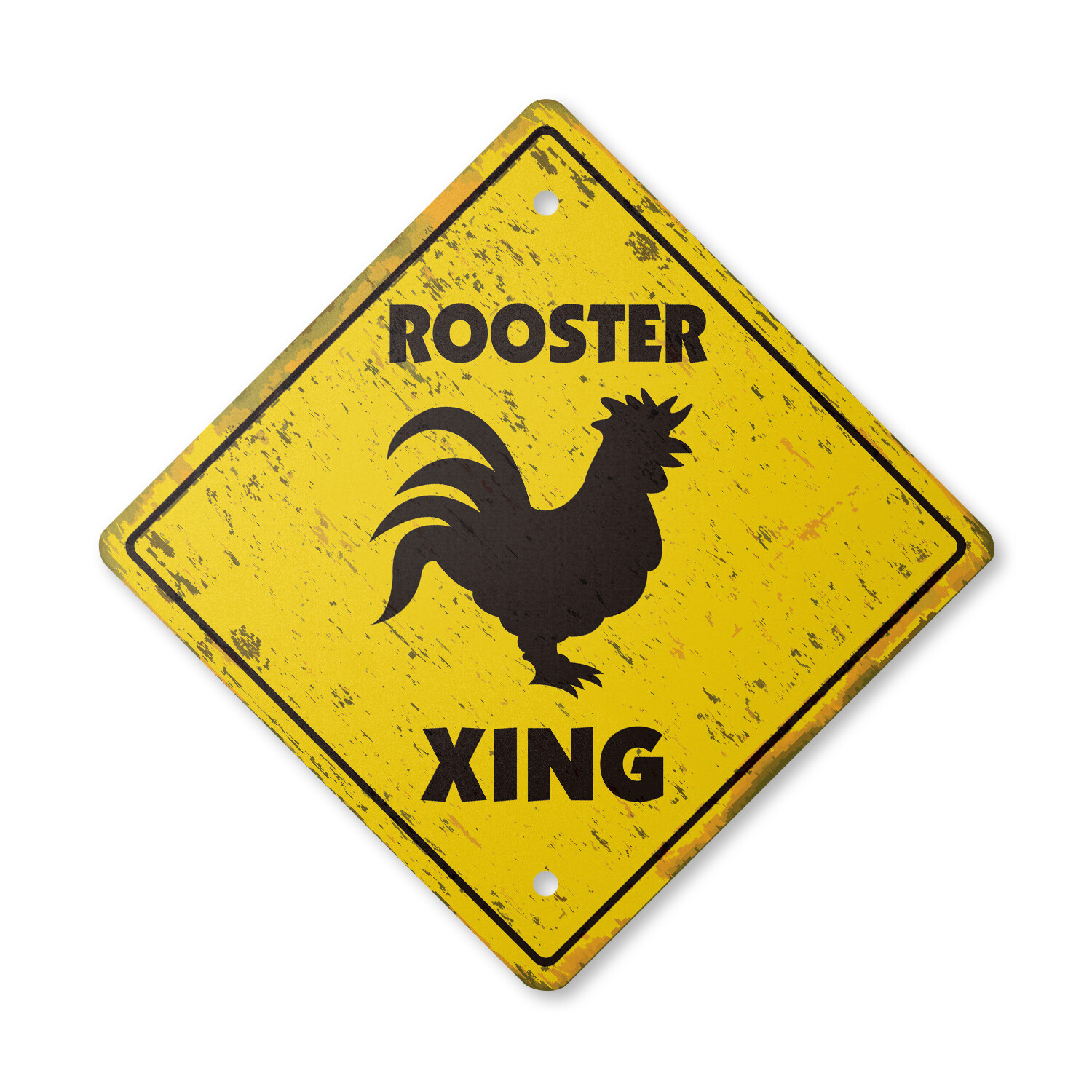 Rooster Vintage Crossing Sign Xing Plastic Rustic chicken farmer farm coop wake