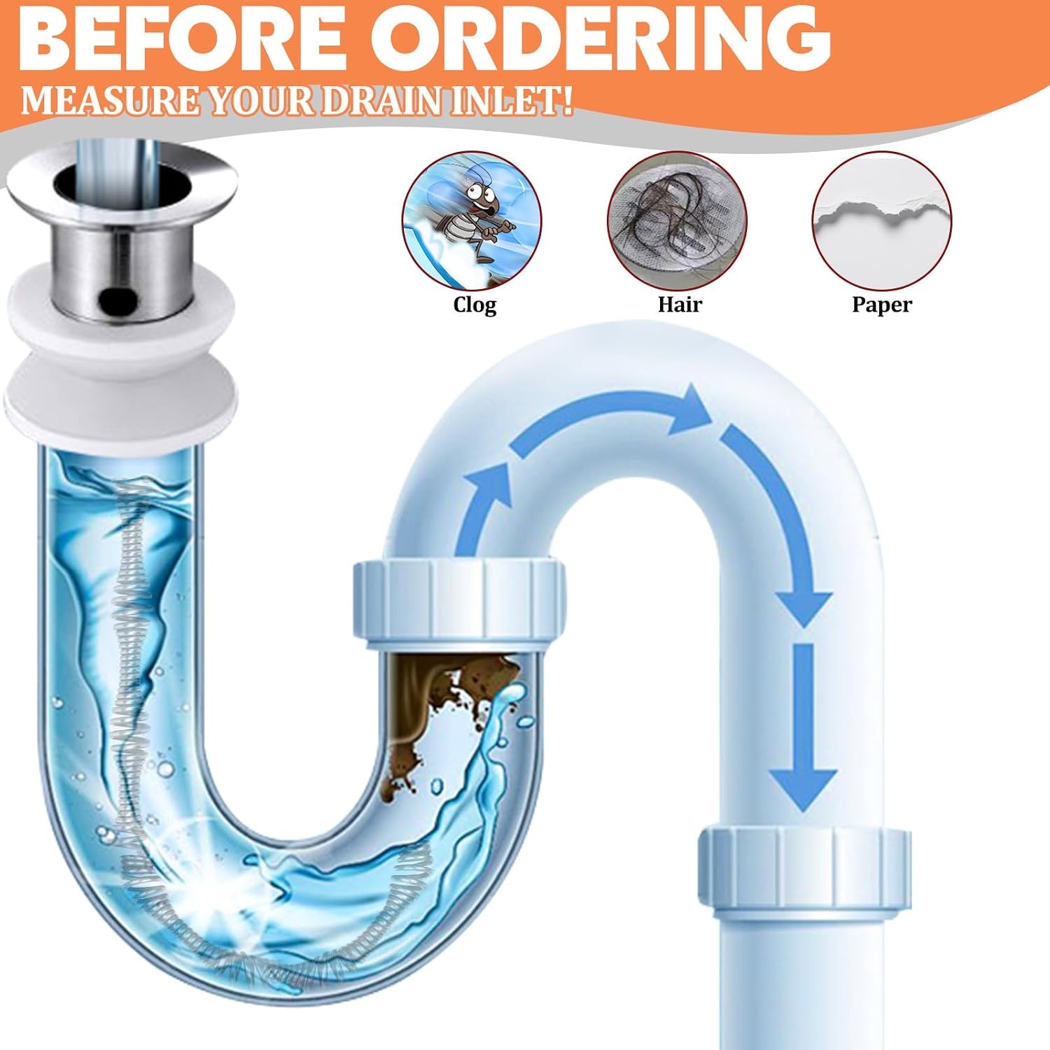 50 Ft Drain Auger,Use Manually or Drill Powered 50 Foot Drain Snake,Heavy Duty F
