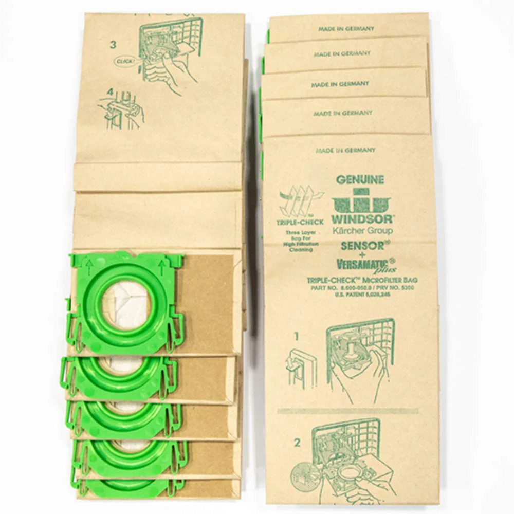 Windsor Karcher Genuine Triple-Check Microfilter Bag 8.600-050.0 for Sensor and