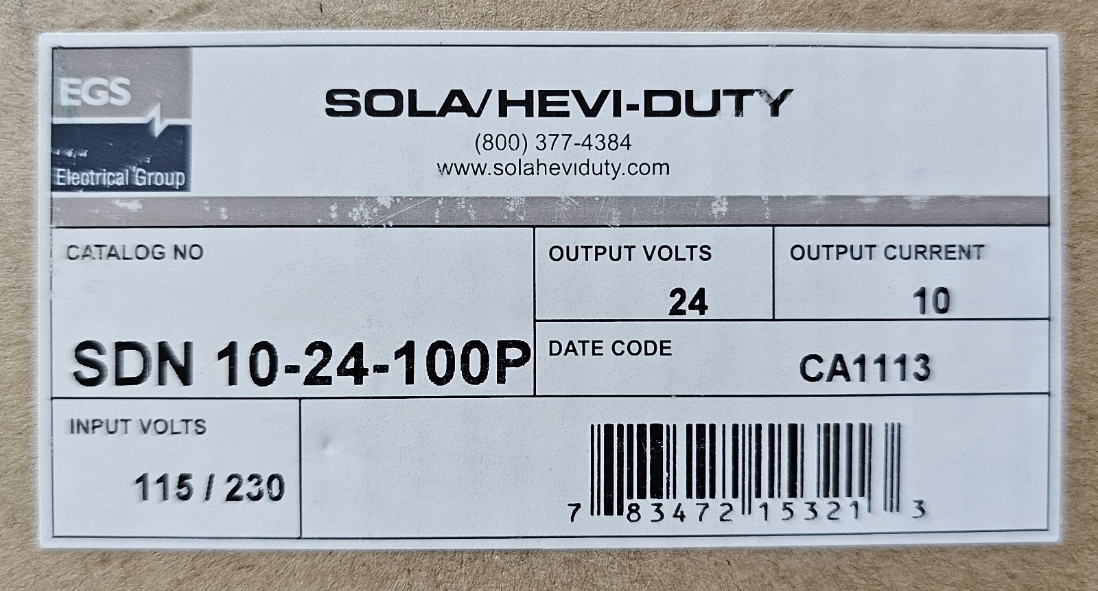 NEW in Box SolaHD SOLA/Hevi-Duty SDN 10-24-100P Power Supply 24VDC 10A