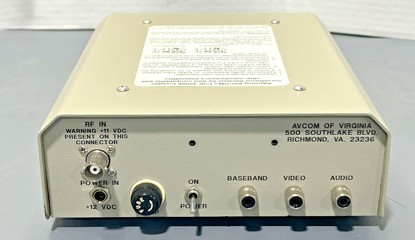 AVCOM PSR-4000A Portable Surveillance Receiver 12V DC Power Tested
