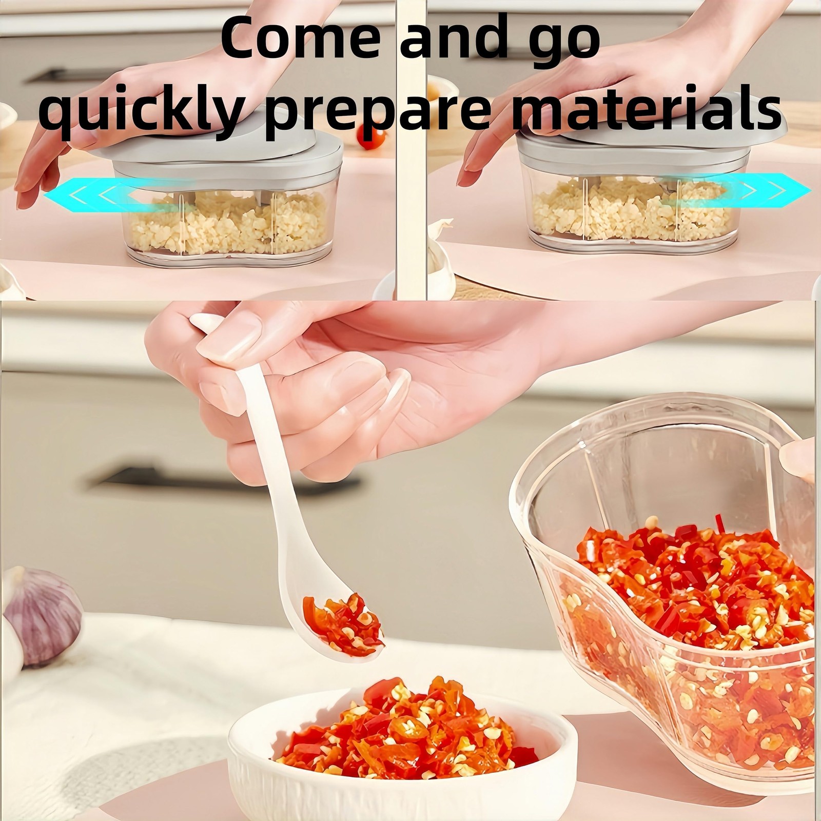 BRIUNN Manual Press Chopper Garlic Mincer Chili Peppers small, chartreuse