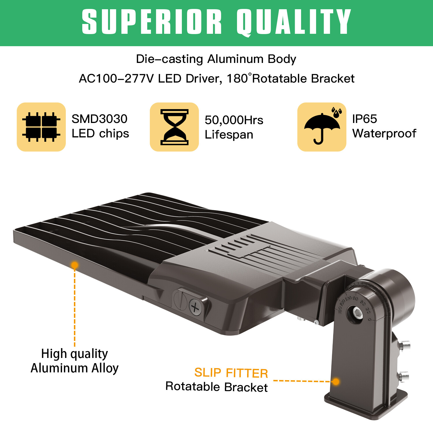 320W LED Shoebox Street Light Outdoor Parking Lot Area Pole Light with Photocell