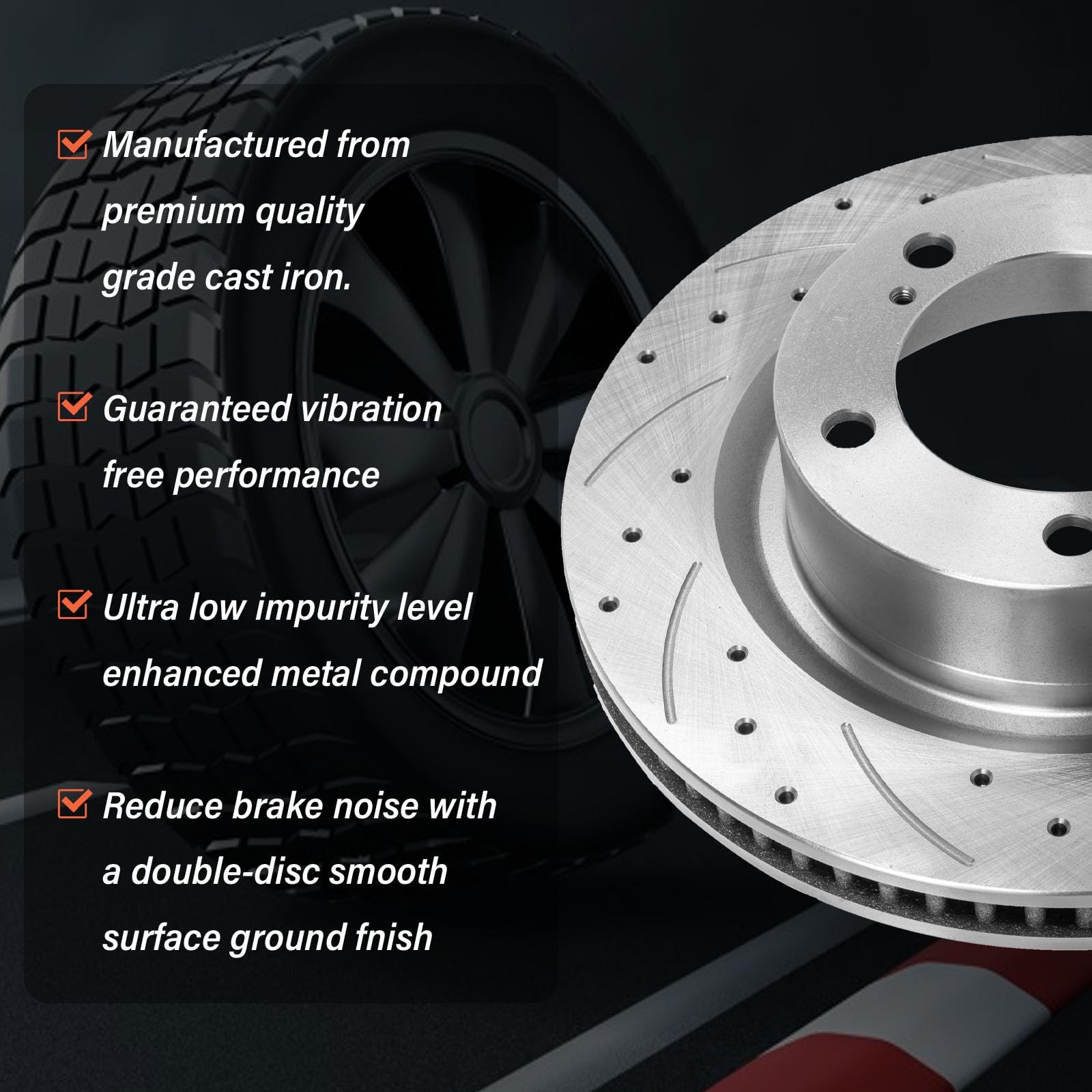 13.89 Front Brake Rotors Ceramic Pads for Tundra Sequoia Land Cruiser LX570