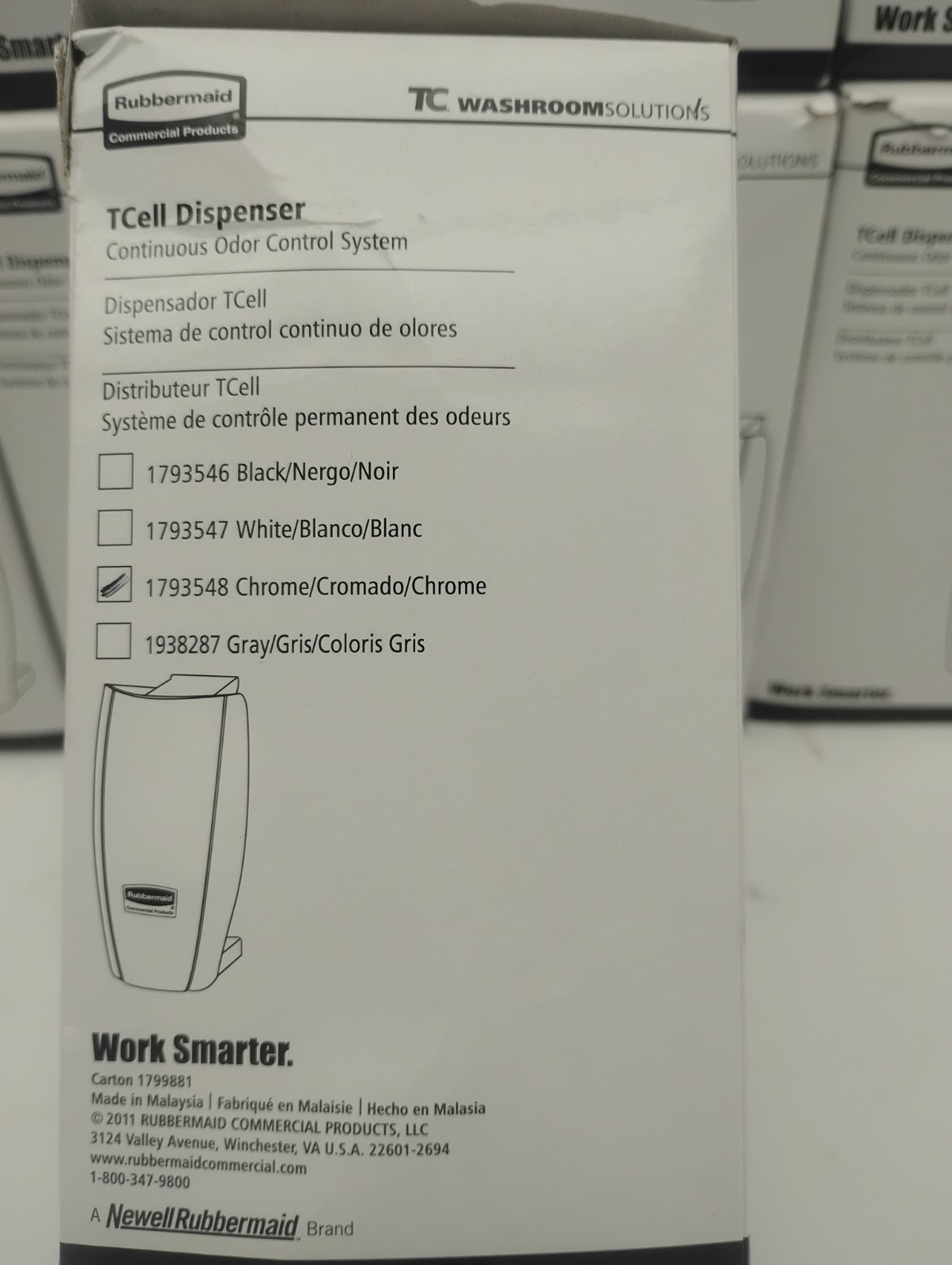 Lot of 6 Rubbermaid 1793547 TCell Dispenser ~ Odor Control System ~White