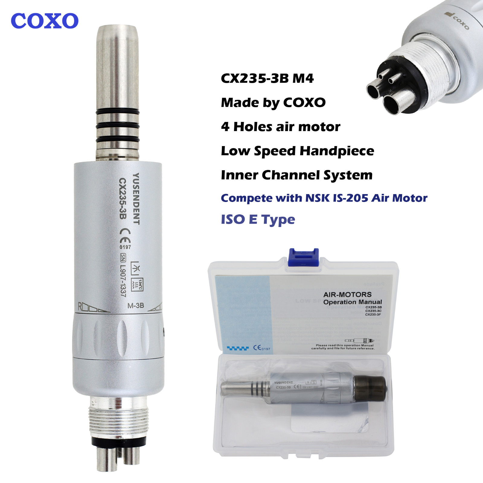 COXO BEING Dental Air Motor 4 6 Hole Slow Speed Handpiece E Type LED Fiber Optic