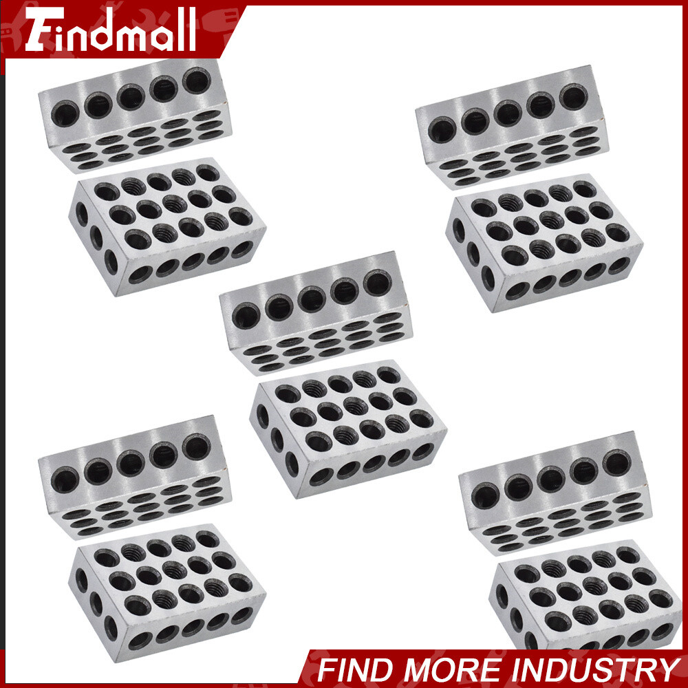 5 MATCHED PAIRS ULTRA PRECISION 1-2-3 BLOCKS 23 HOLES .0001″ MACHINIST 123