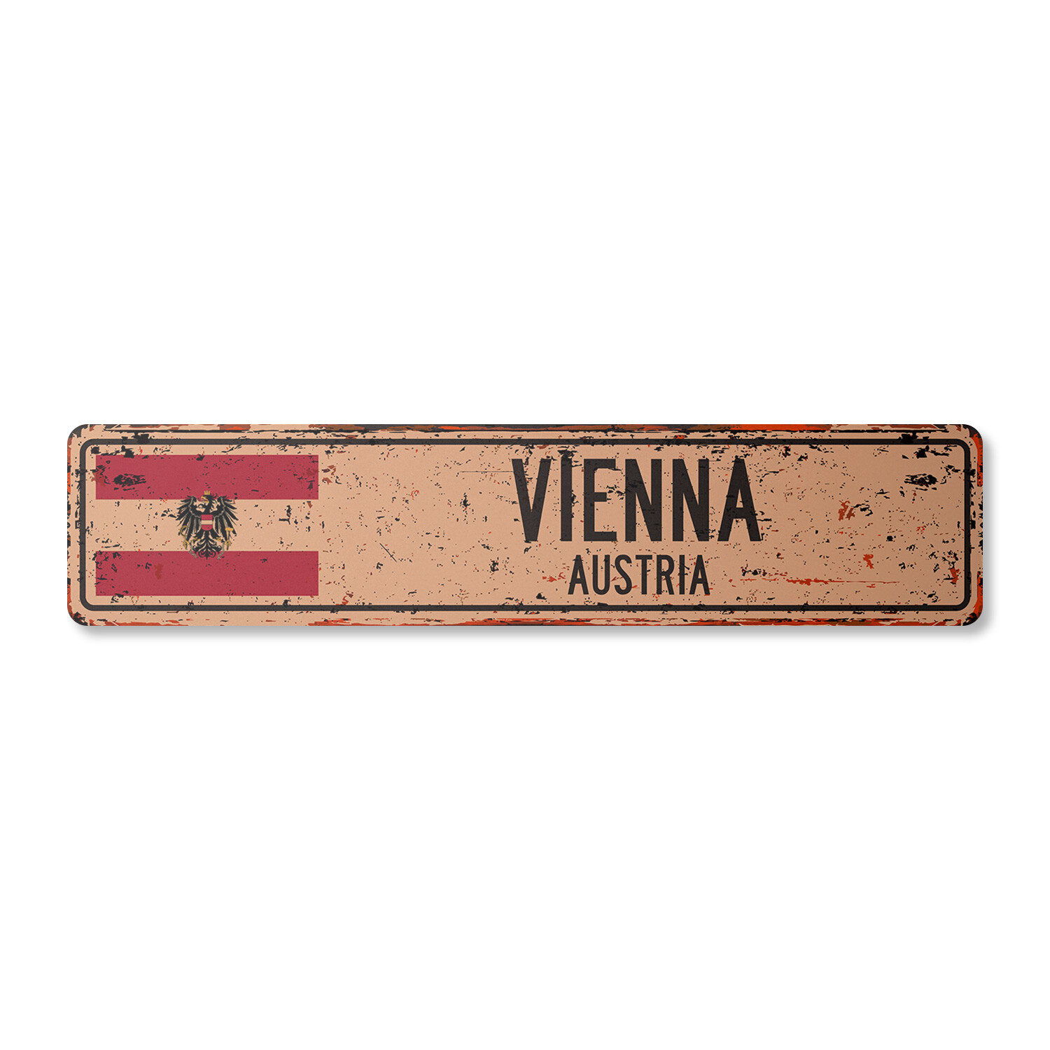 VIENNA AUSTRIA Vintage Street Sign Austrian flag city country road wall rustic