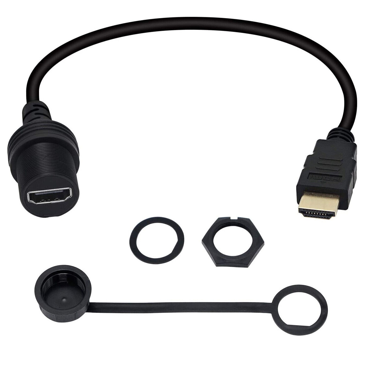 HDMI-compatible 2.0 Male to Female Flush Panel Mount Extension Waterproof Cable