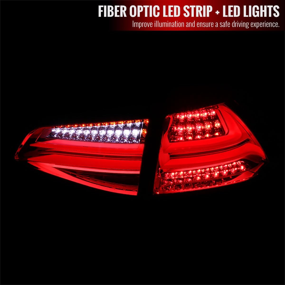 Fits 2015-2017 Red/Clear Full LED Rear Tail Lights Brake Lamps Pair