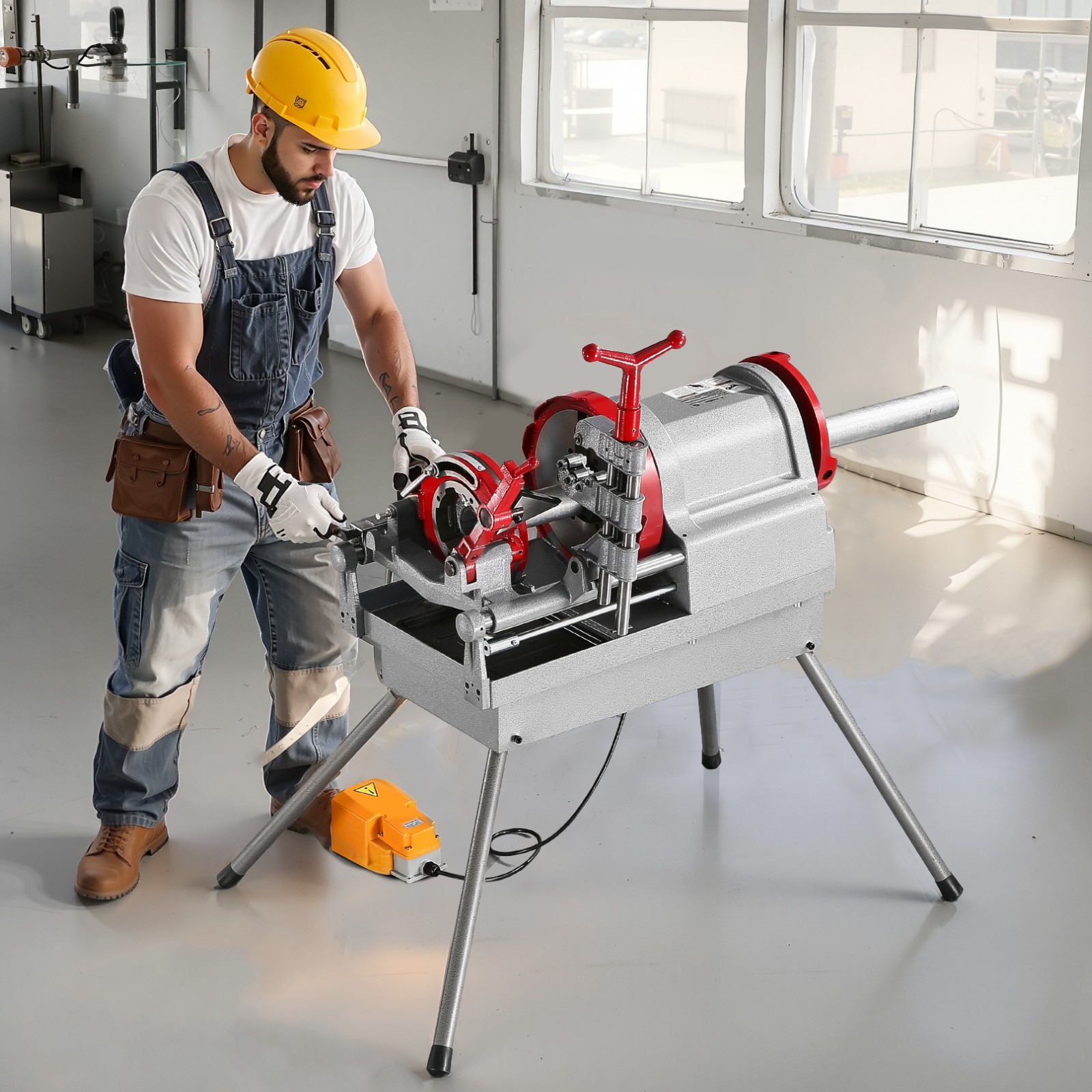 Electric Pipe Threader Machine 900W 2-Speed Threading Cutter for 1/2″ to 4″ Pipe