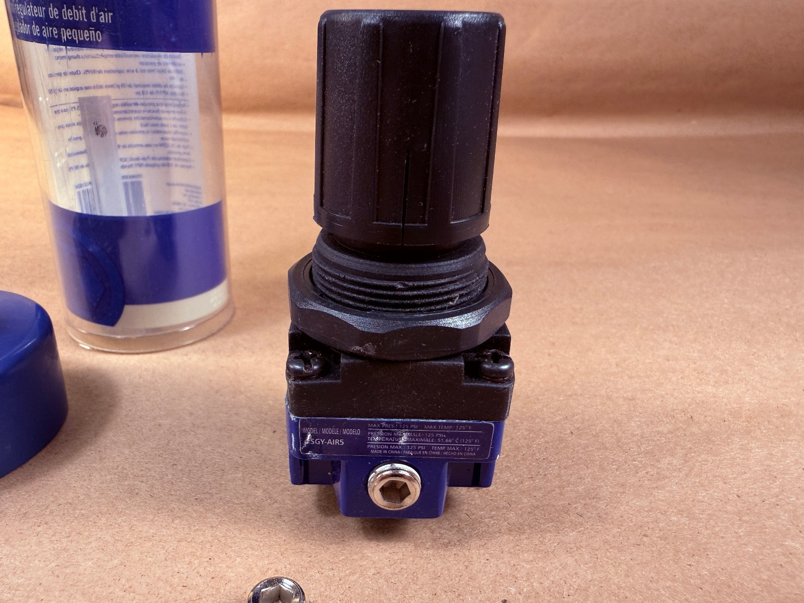 Kobalt KBA10700AV 221026 Mini Air Pressure Regulator Push Lock 125-PSI Max 125°F