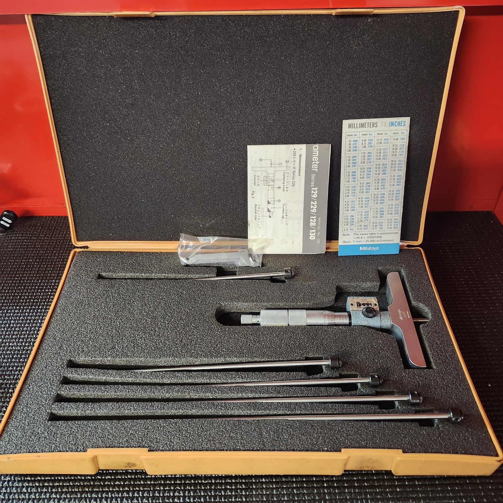 Mitutoyo Depth Gage Micrometer Kit DMC4-6″K 229-132 Great Condition With Box