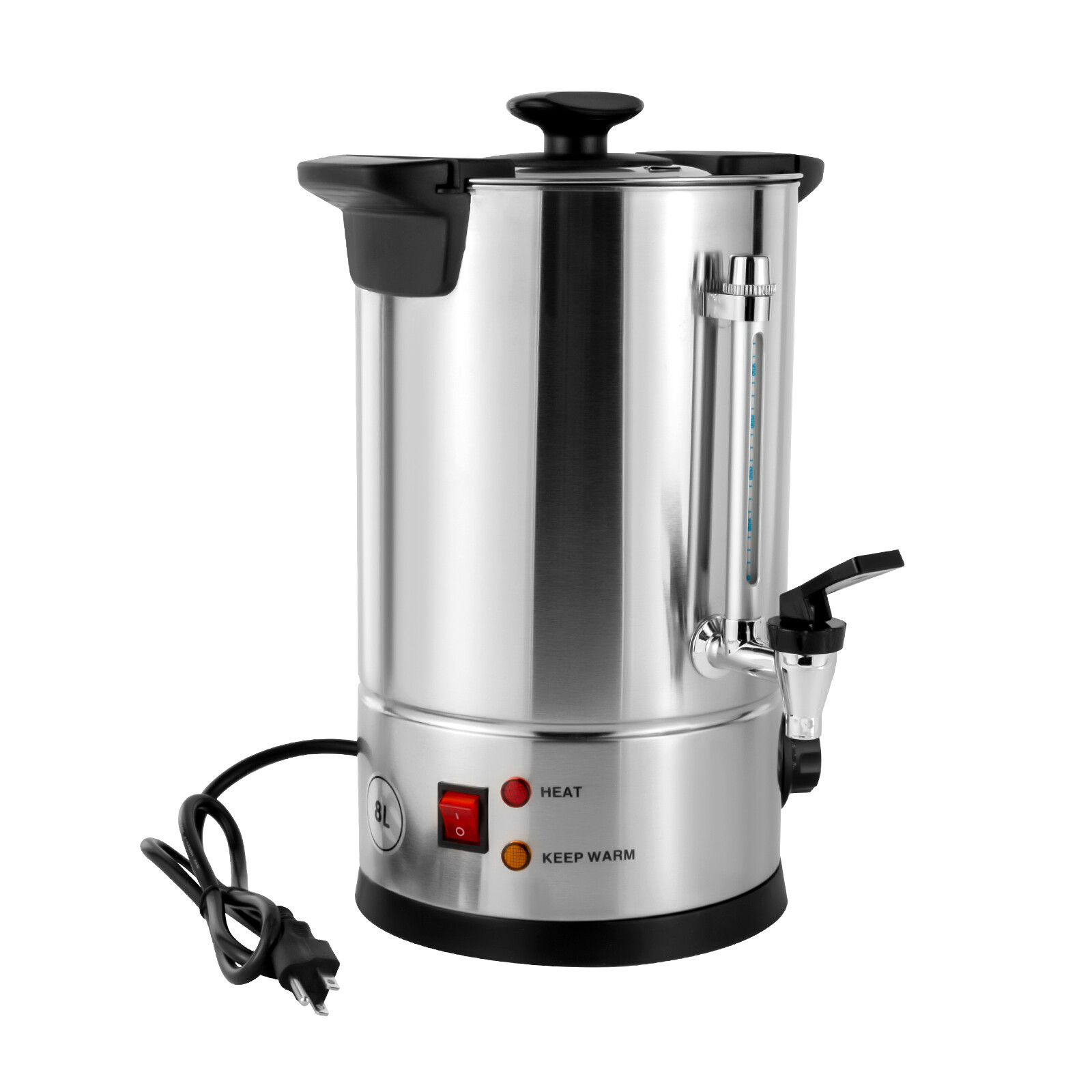 8L/2.11gal Stainless Steel Coffee Maker Commercial Grade Hot Water Urn 1000W