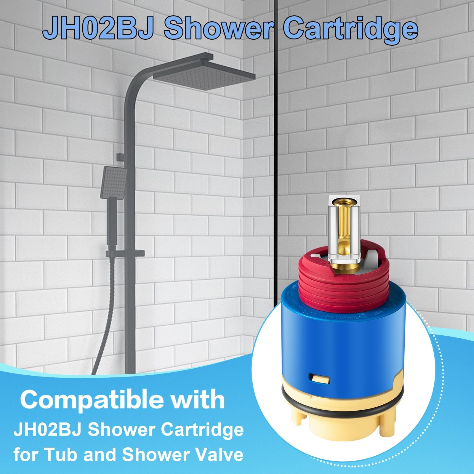(1Pack) JH02BJ HL-40 Shower Cartridge Replacement,40mm Ceramic Blue, Red