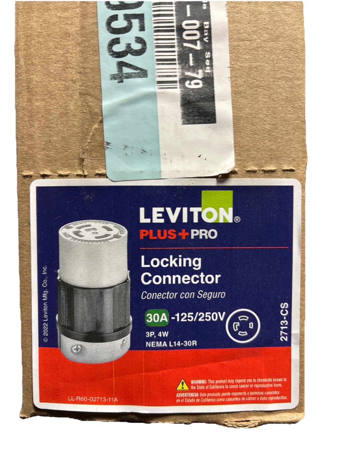 (3) LEVITON – 30 Amp 125/250-Volt Locking Connector, Black and White 2713-CS