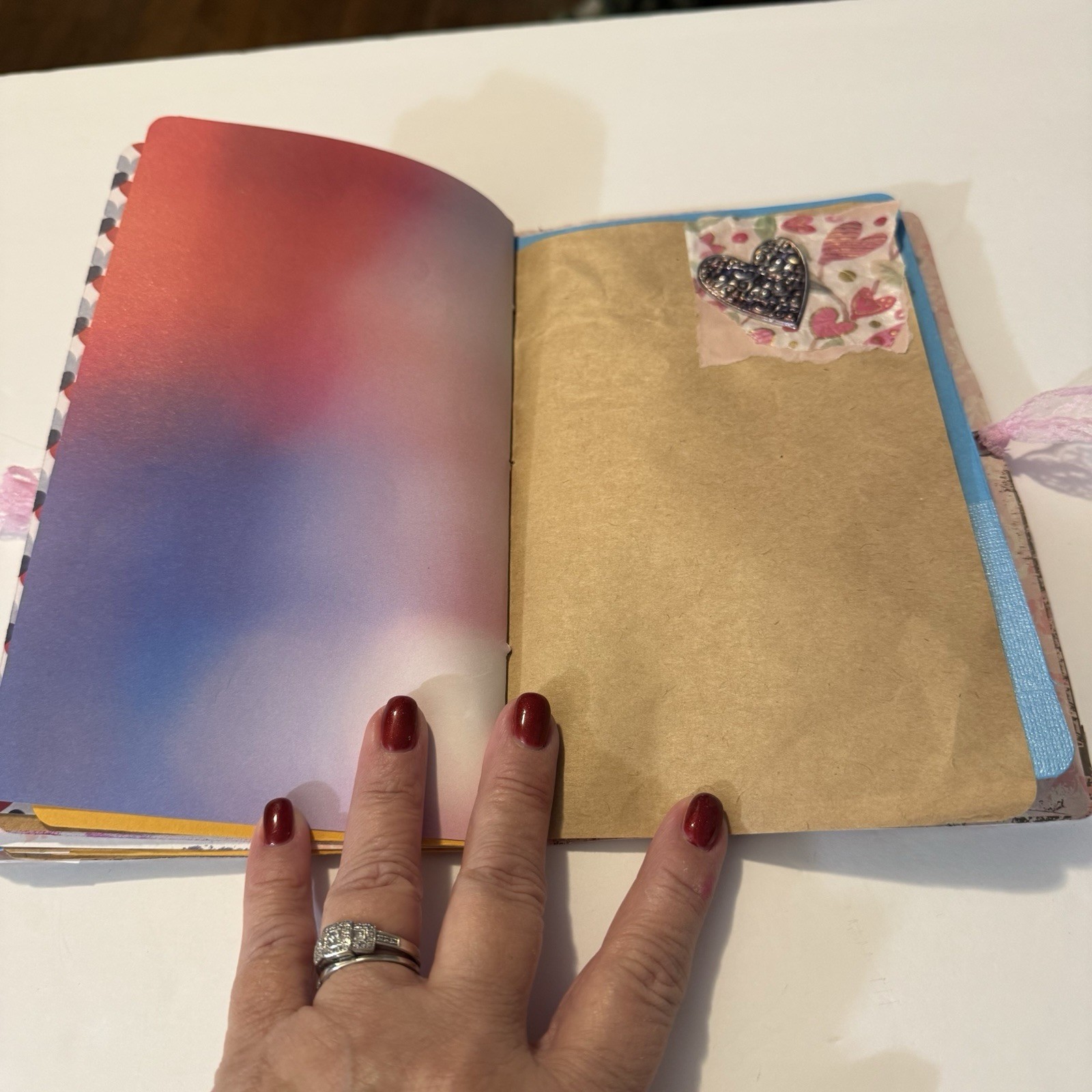 Handmade Junk Journal Valentine Theme Measures 8.5 X 5.5 Inches