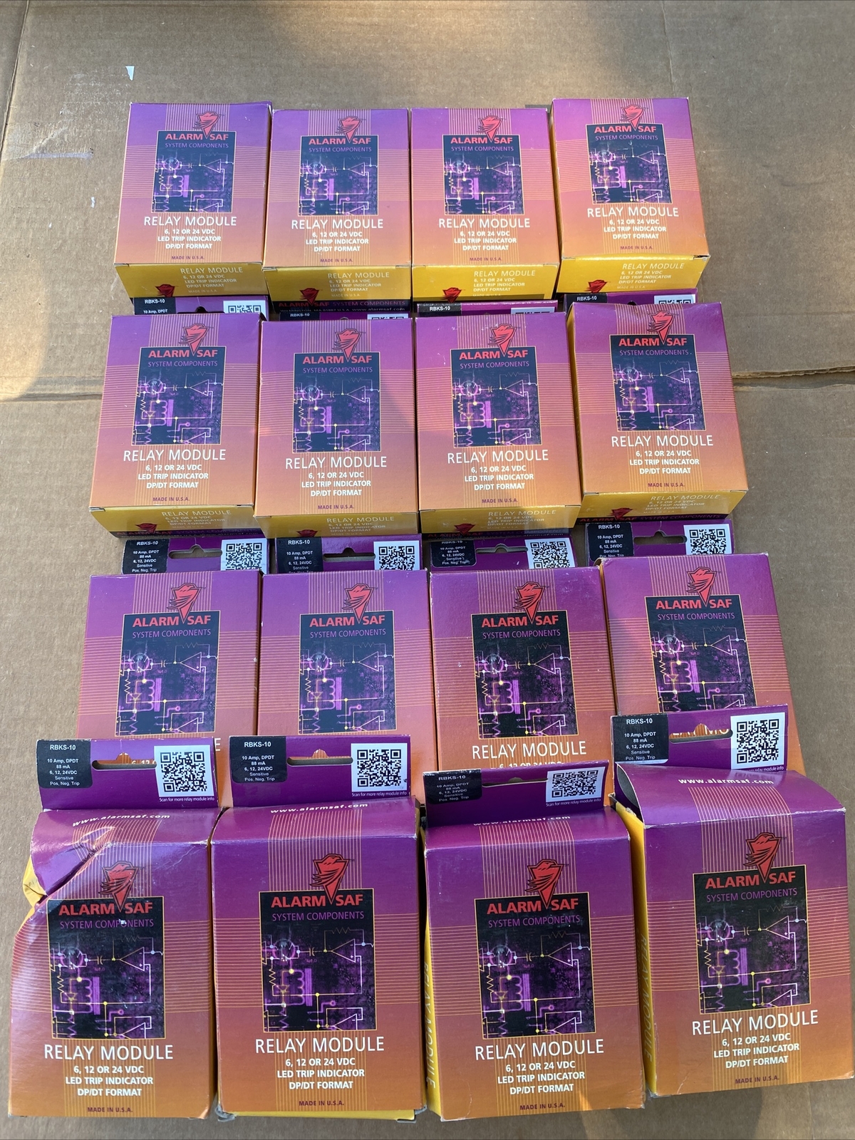 Lot Of 16 ALARM SAF RBKS-10 Relay Module 10 Amp 6/12/24VDC LED Trip Indicator