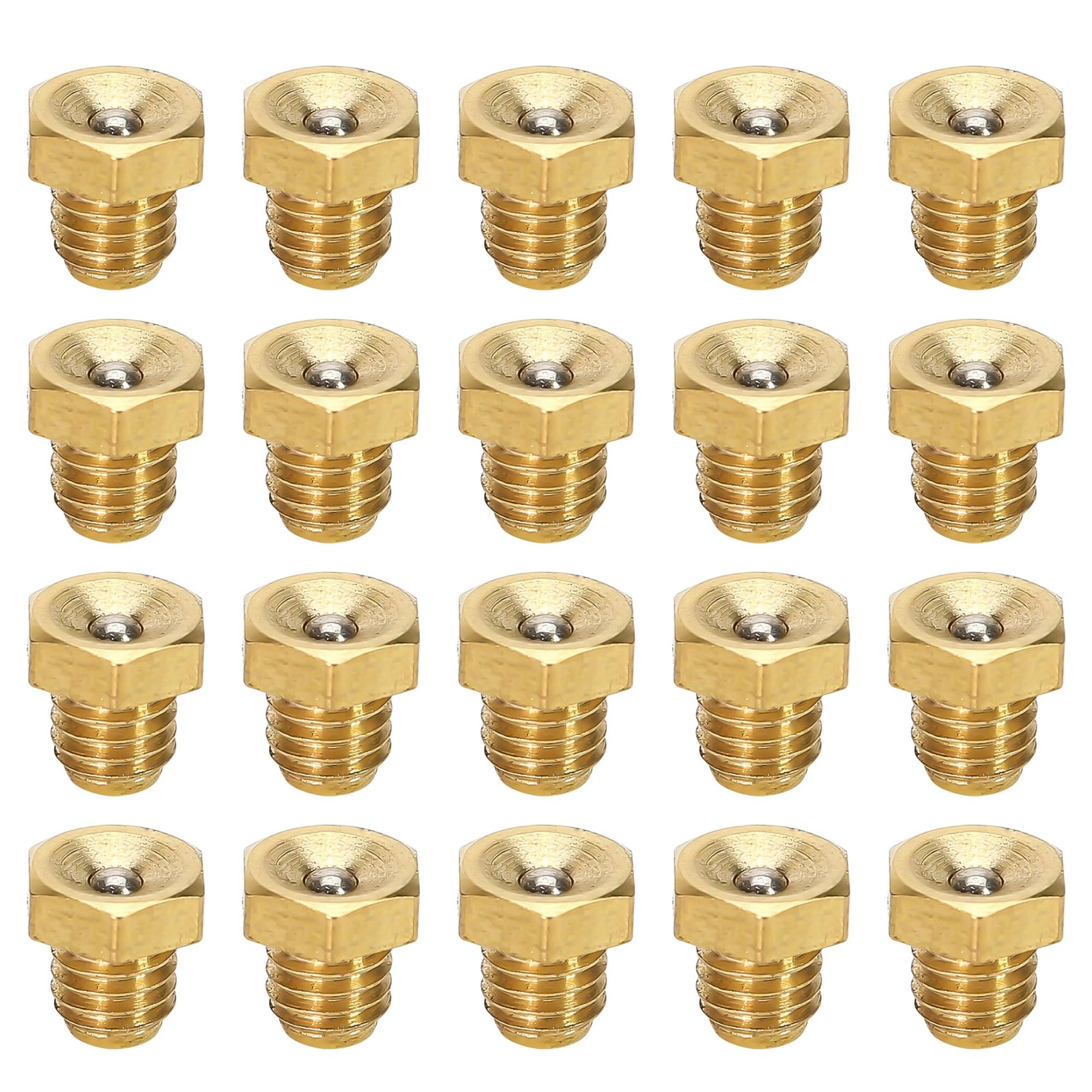 Lot 20 M6x1mm Flush Low Profile Zerk Grease Fittings Plug Flat Hex 6mm, Gold