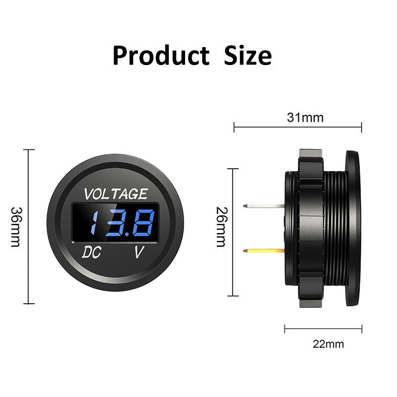 12V-24V Car Marine Motorcycle LED Digital Voltmeter Voltage Meter Battery Gauge