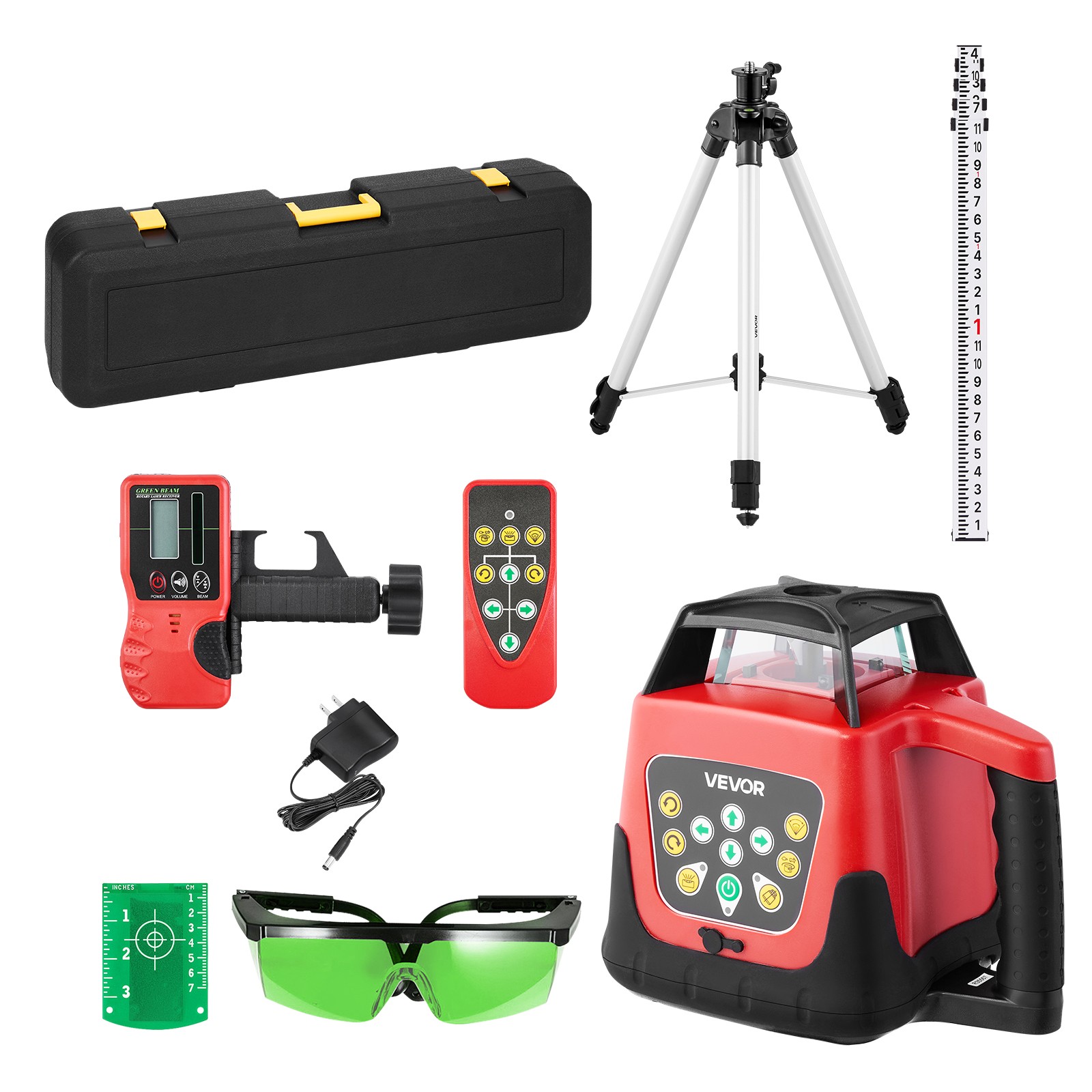 VEVOR 2000ft Rotary Laser Level Kit Self Leveling Green Horizontal with Tripod