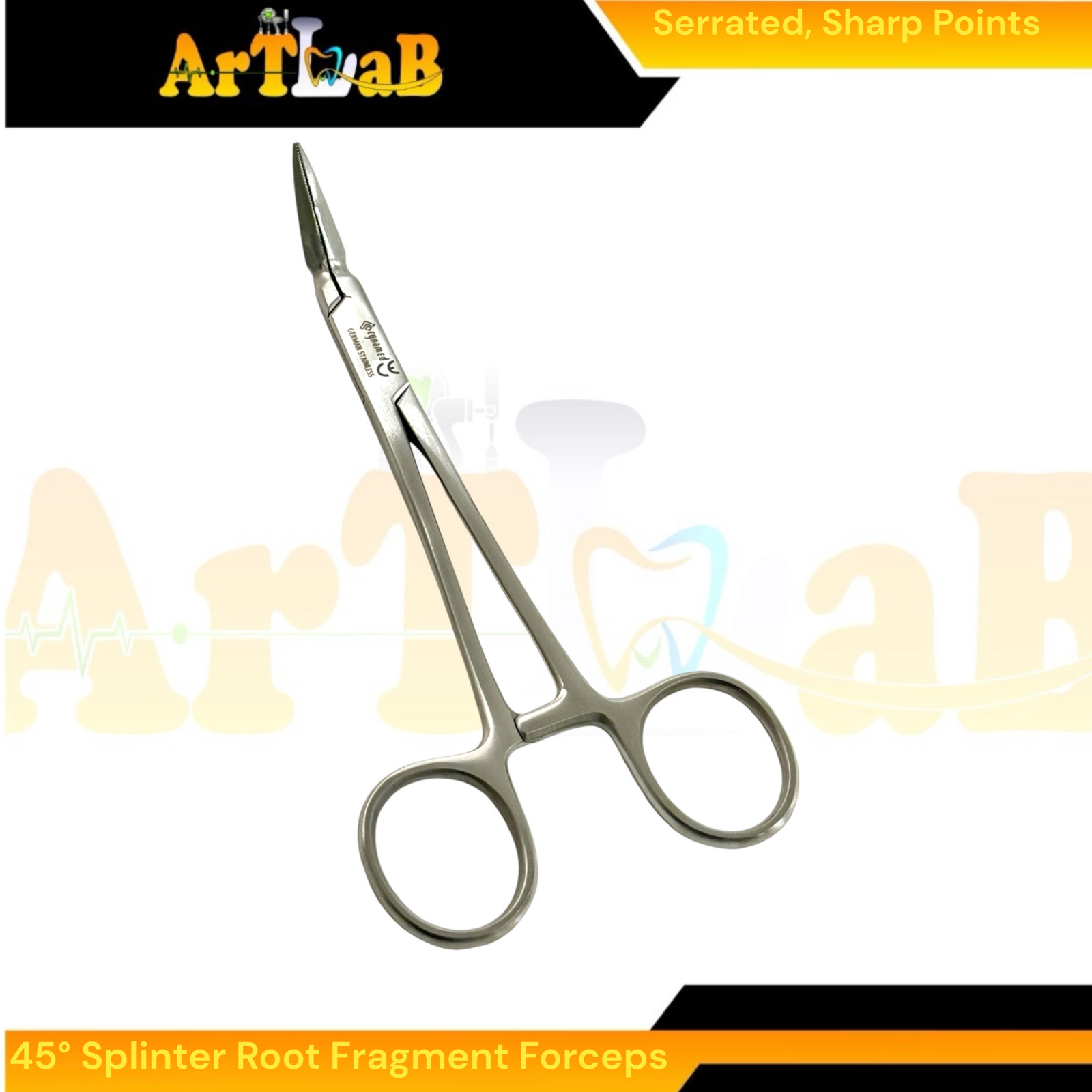 Steiglitz Root Fragment Forceps 45°, 5.5″, Sharp Serrated Points, Dental Forceps