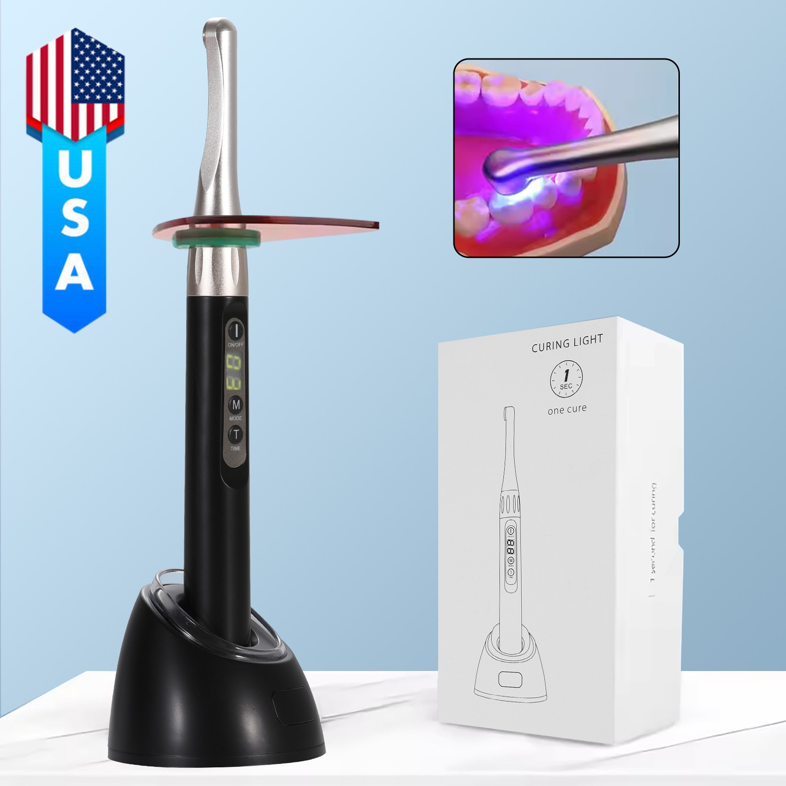 For Woodpeck Dental Wireless Curing Light 1 Second Cur LED Lamp 2500mw/cm²