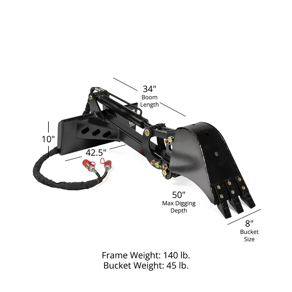 Titan Attachments Mini Skid Steer Fronthoe Backhoe Excavator with 8″ Bucket
