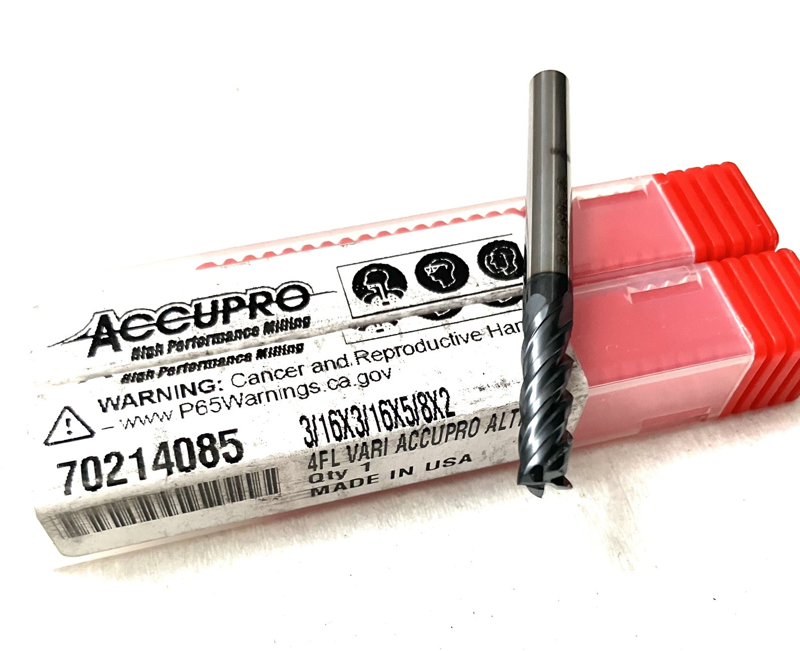 10PC Accupro 3/16″ 4FL Square End Mill Solid Carbide AlTiN 70214085 NEW
