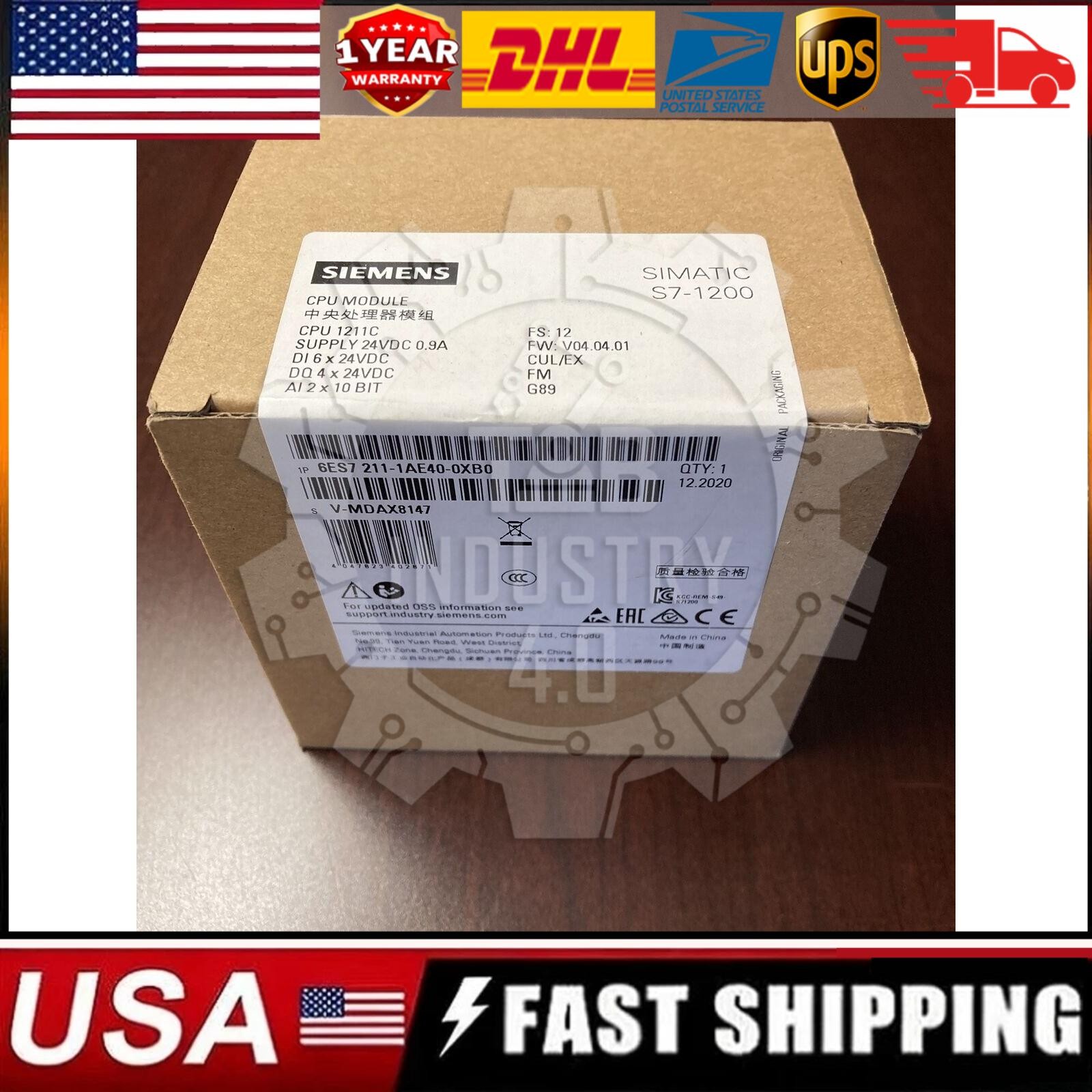 New Siemens 6ES7211-1AE40-0XB0 6ES7 211-1AE40-0XB0 SIMATIC S7-1200 CPU 1211C