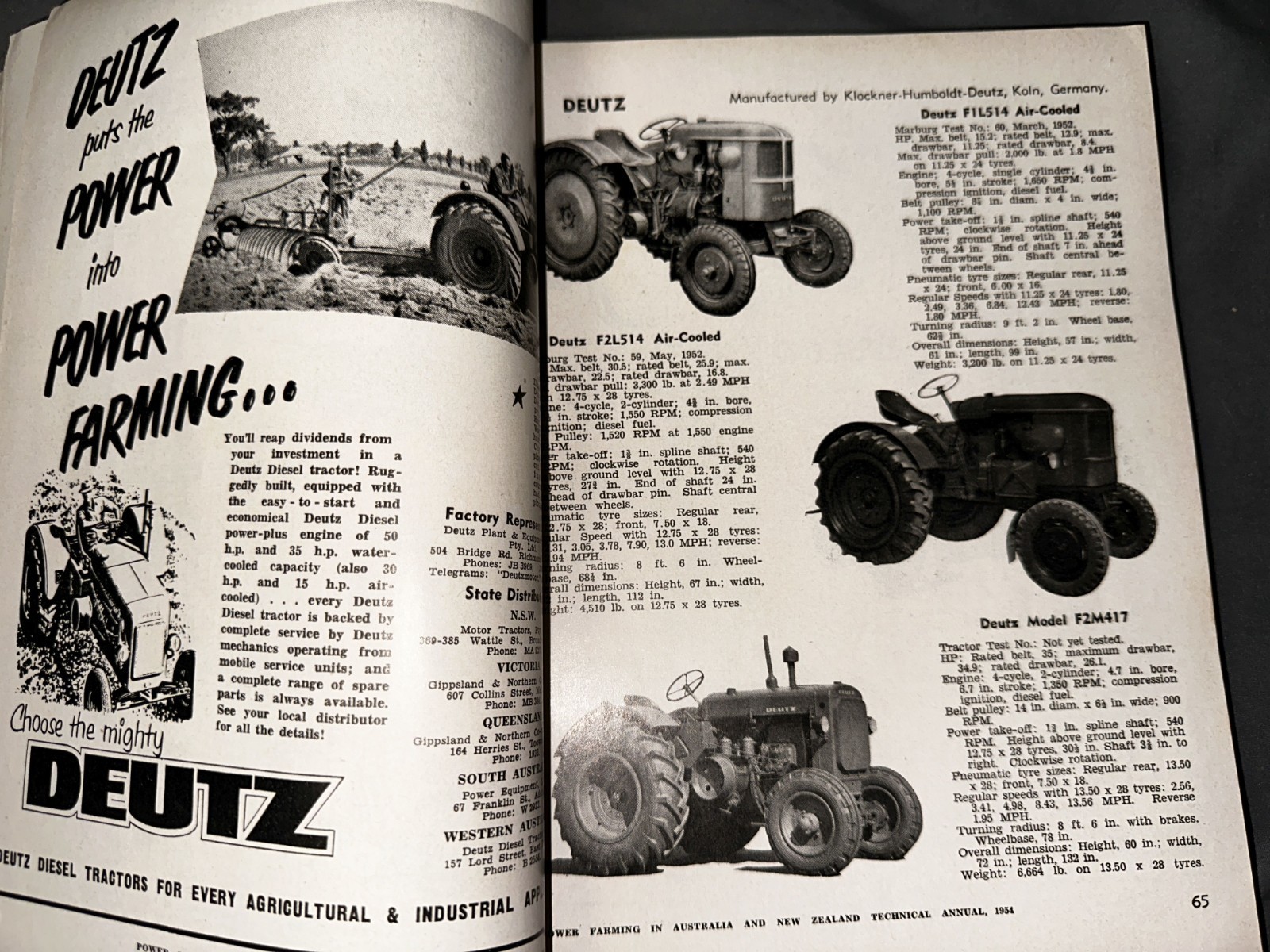 Power Farming in Australia and New Zealand Technical Manual – 1954 – Tractors