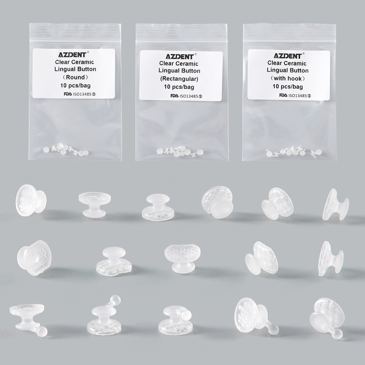 25 Type Dental Orthodontic Lingual Button Metal Bondable Round Rectangular Base