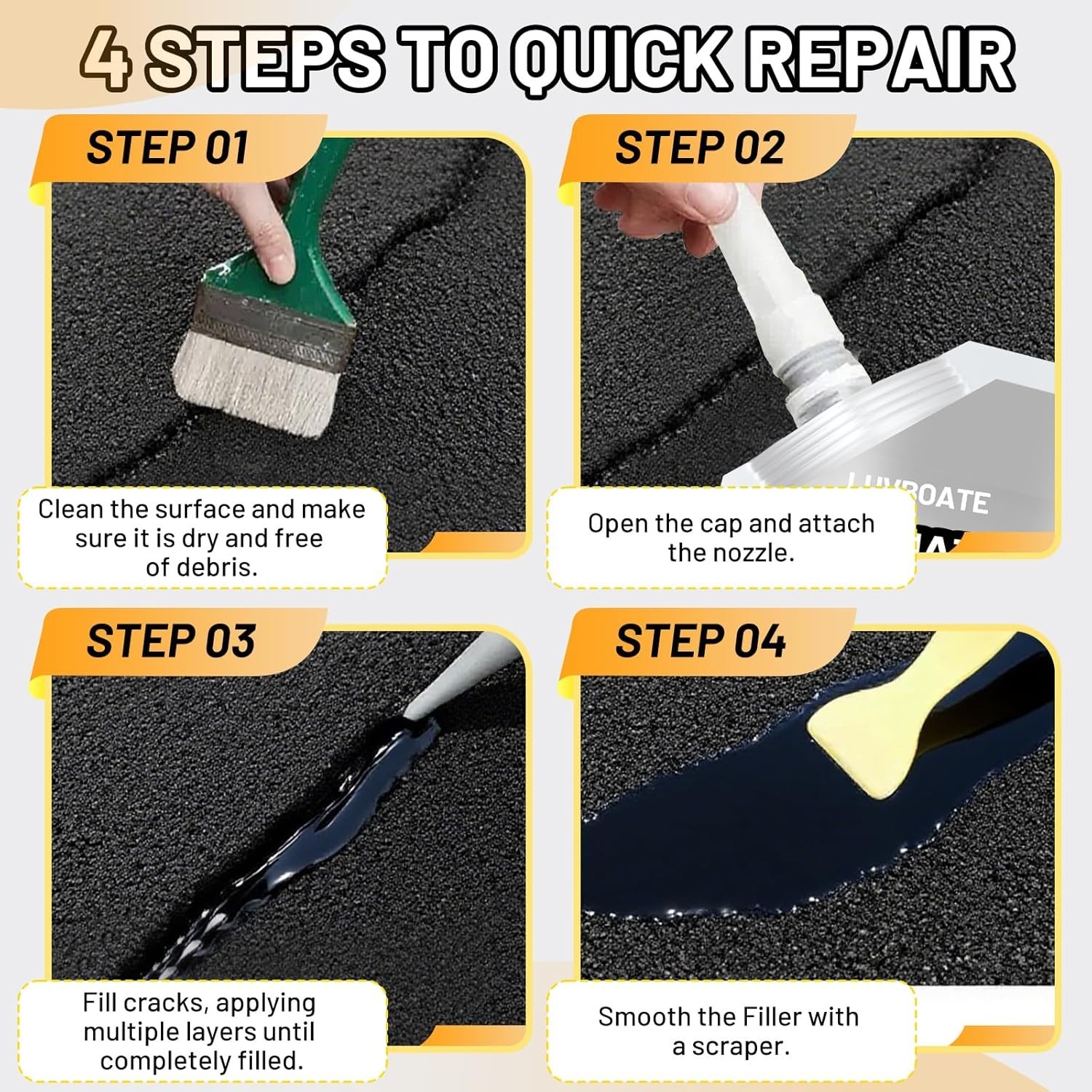 Asphalt Crack Filler 24.7oz Self Leveling Waterproof Driveway Sealant