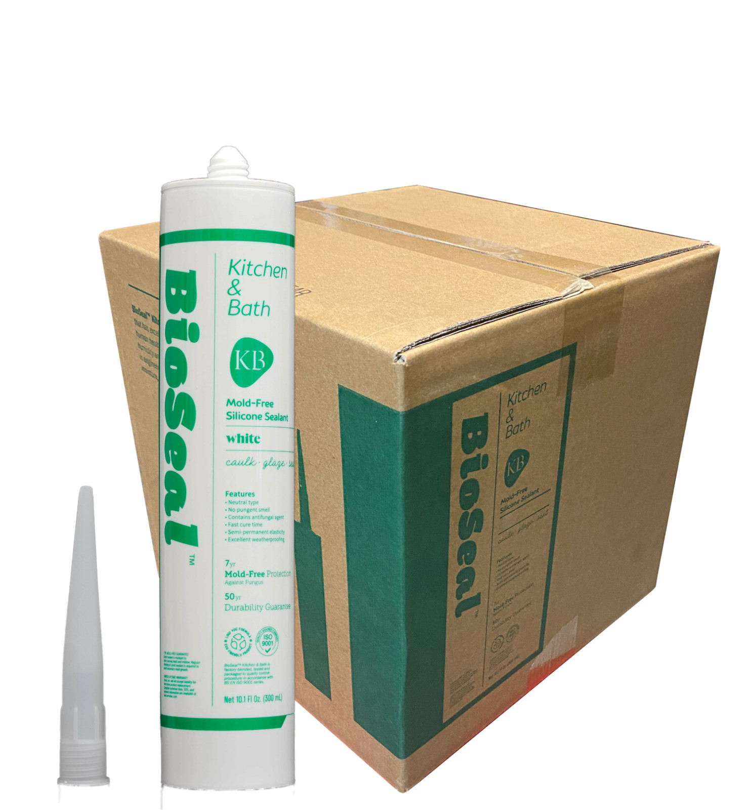 Mold Free BioSeal Silicone Caulk Sealant – Kitchen & Bath- 25 pcs/box -WHITE