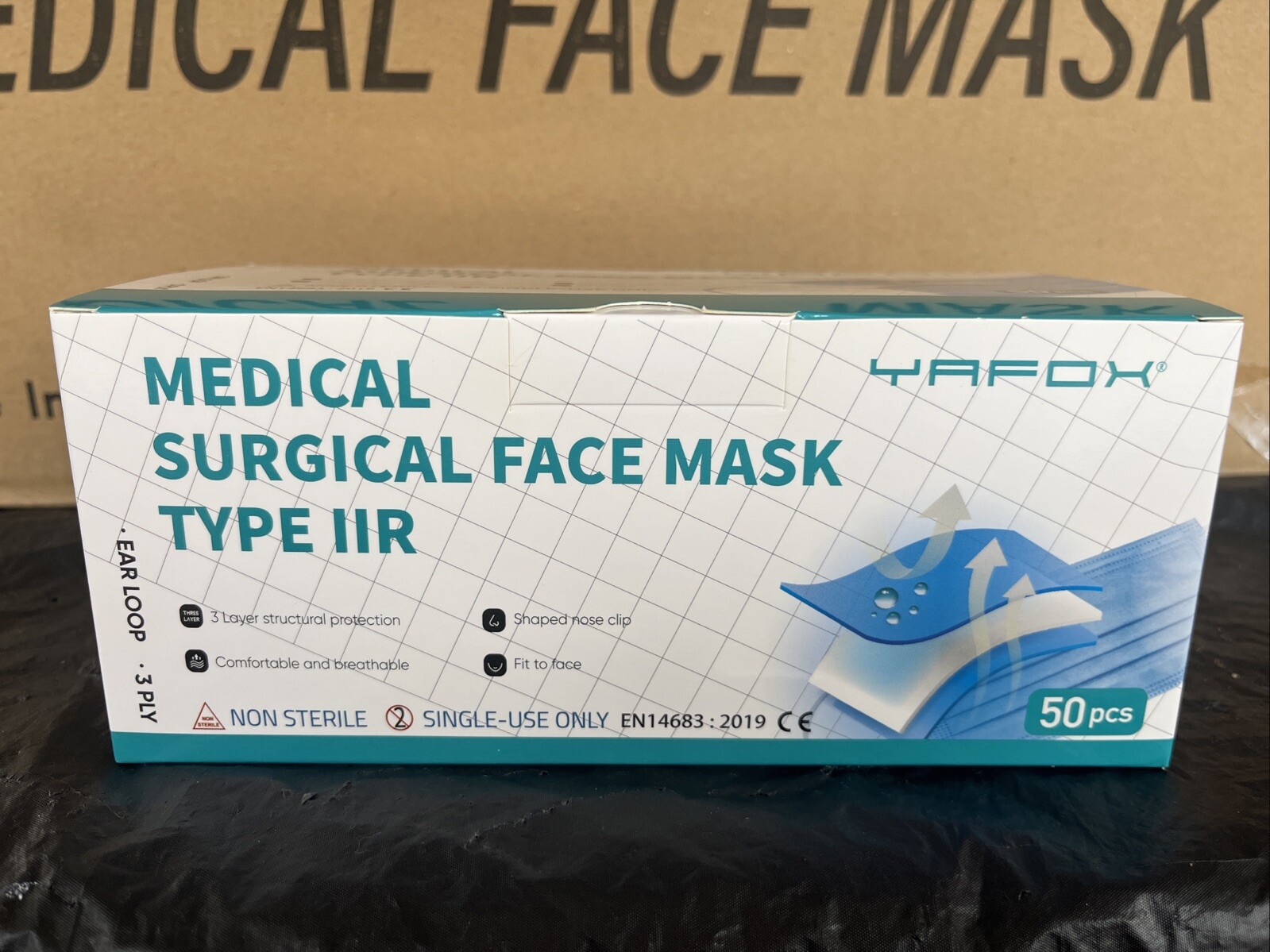Bulk Lot 3-ply Ear Loop Disposable Face Masks, Case of 40 Packs, 2000 Pcs, NEW!