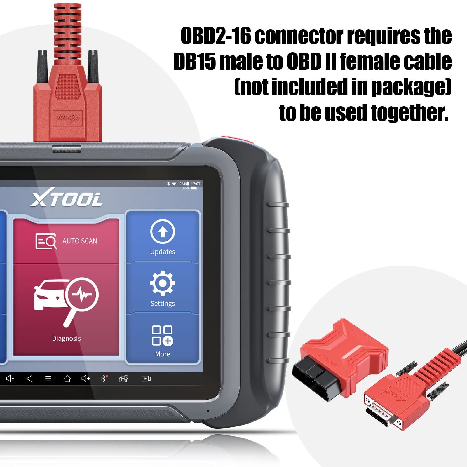 XTOOL OBDII 16 PIN Connector, OBD2 Replacement Connector for D8, D8S, X100 PA…