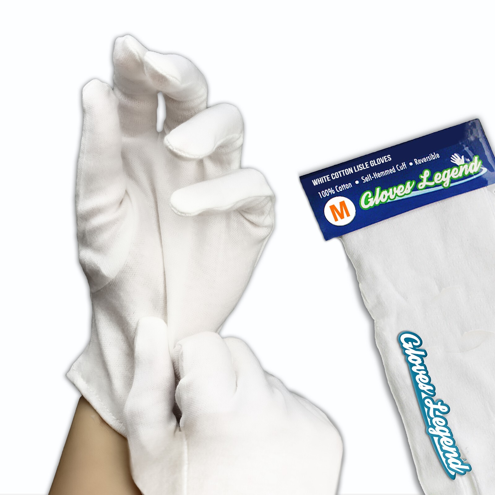 Gloves Legend 100% Cotton White Gloves for Jewelry Coin Silver Inspection XS~XL