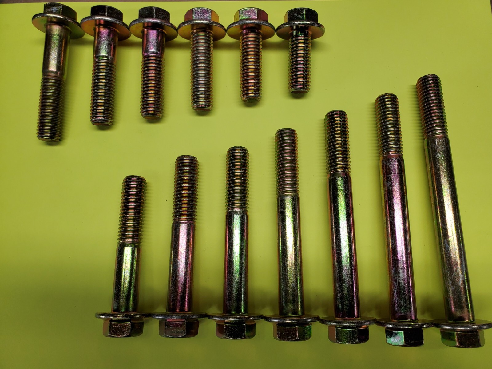 M12-1.75 x (CHOOSE LENGTH & QUANTITY) Grade 10.9 Metric Flange Bolts Yellow Zinc