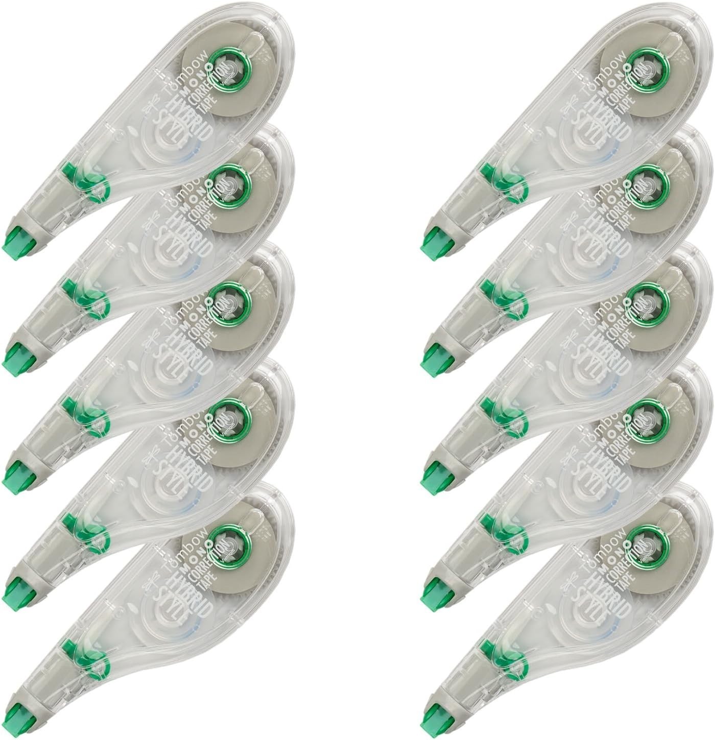 Tombow 68721 Mono Hybrid Style Instant Correction Tape 10 Pack 1/6″ x 32.8′