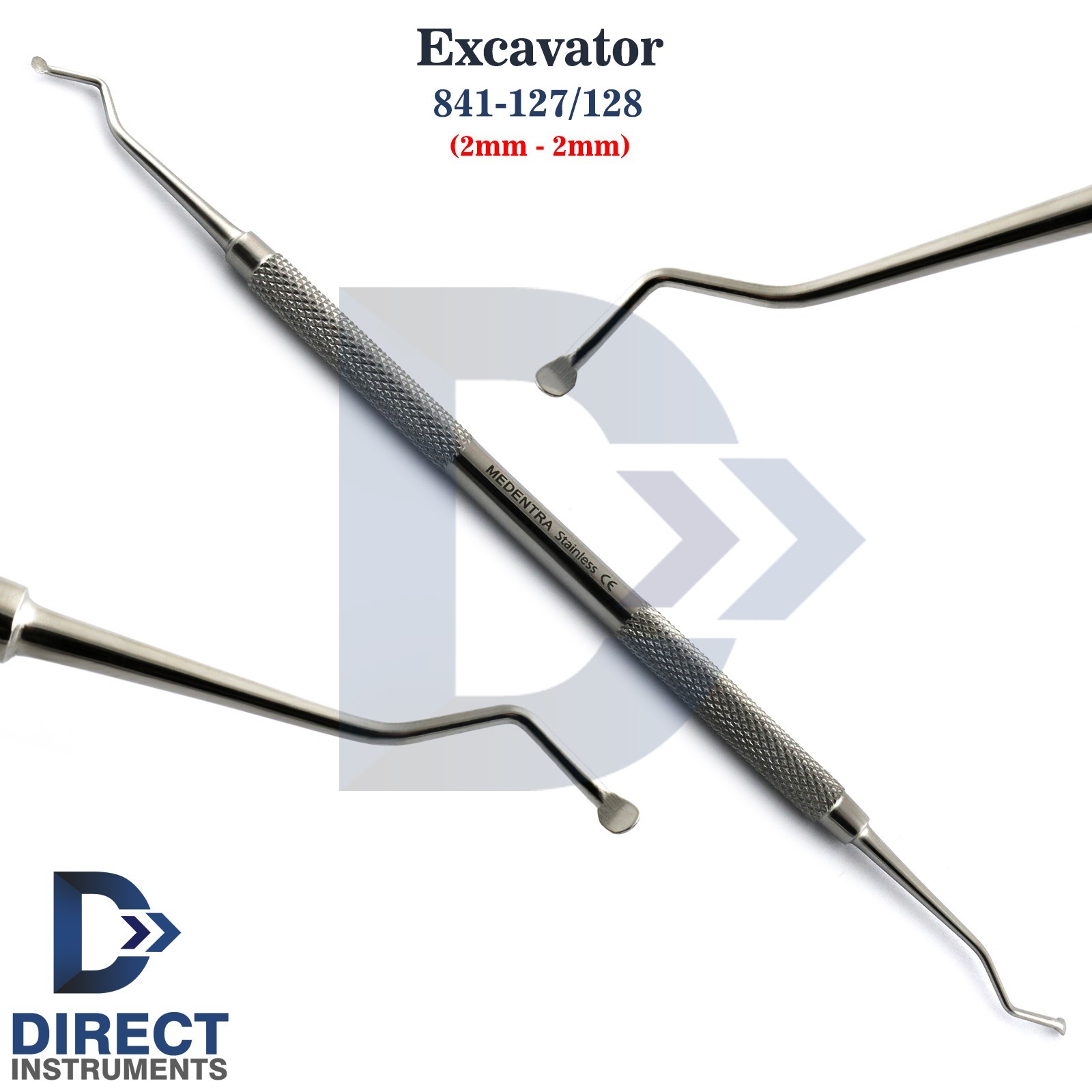 Set of 3 Dental Spoon Excavators Restorative Cavity Decay Removal Double Ended