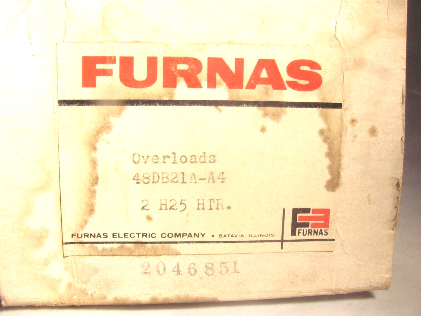 FURNAS 48DB21A-A4 OVERLOAD RELAY WITH (2) H25 HEATERS 48DB21AA4