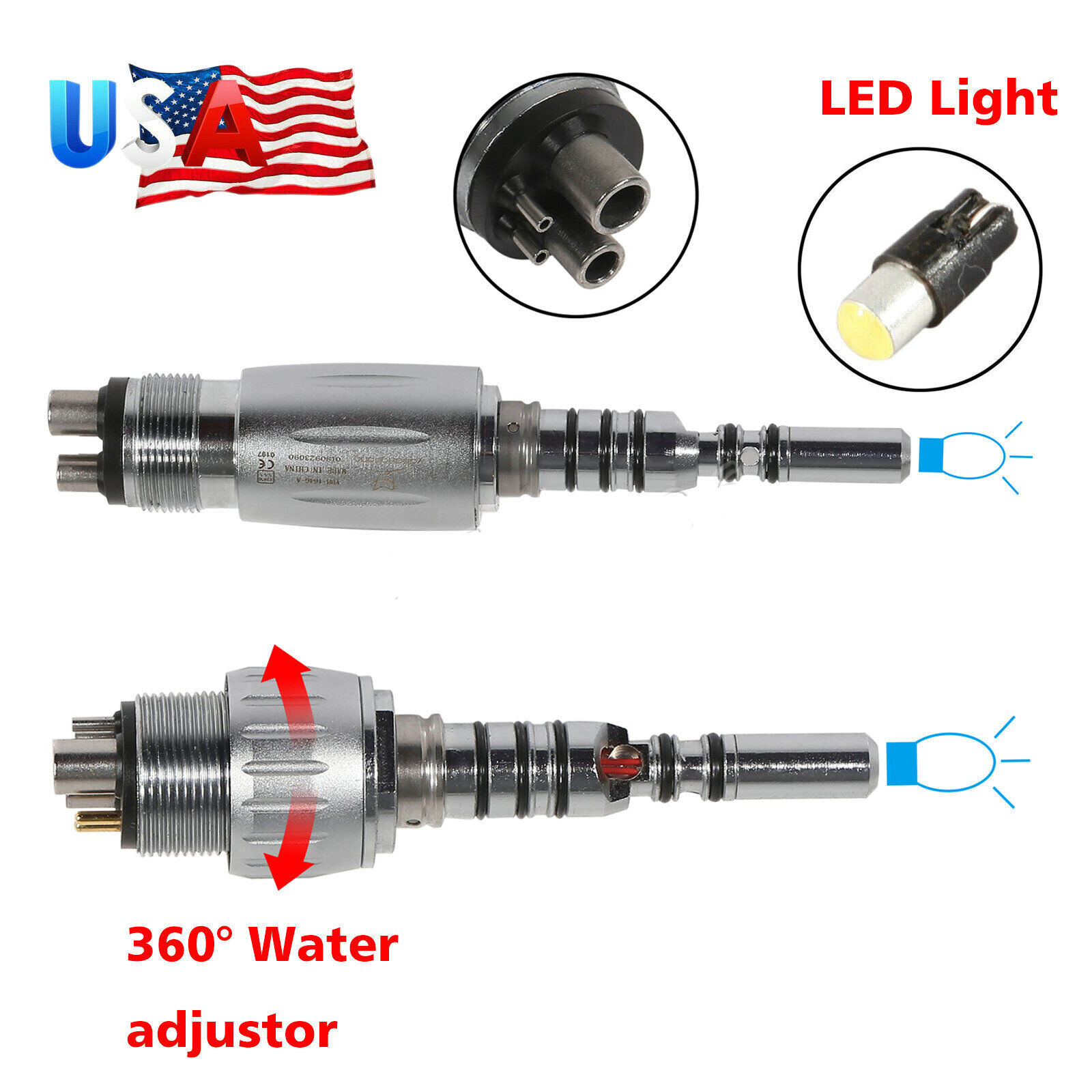 1-5*Dental LED Fiber Optic handpiece fit Kavo Multiflex Lux coupler 6 Hole OR