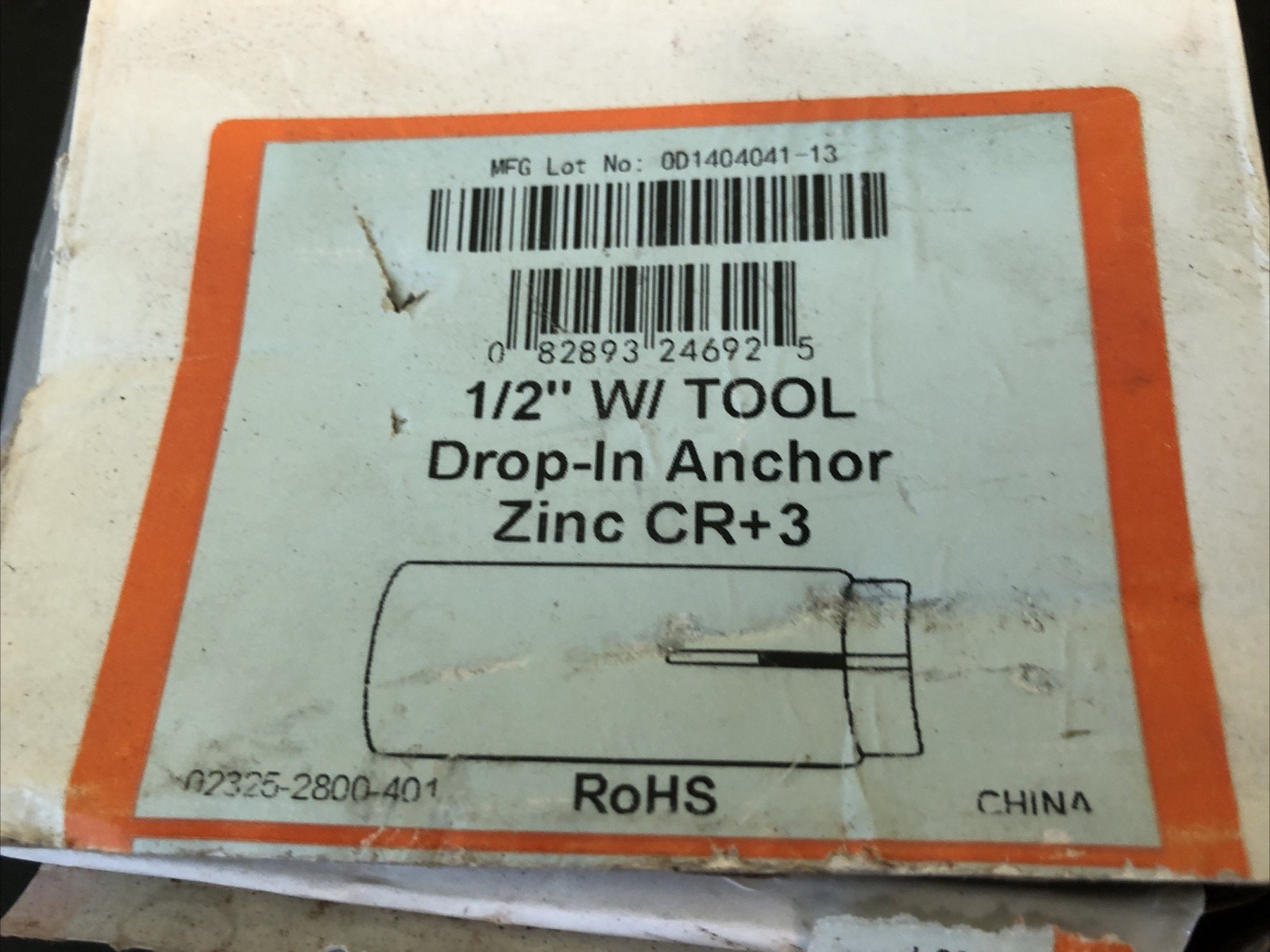 U.S. Anchor 1/2″ Drop In Anchor Zinc CR+3 Box of 39 New Units