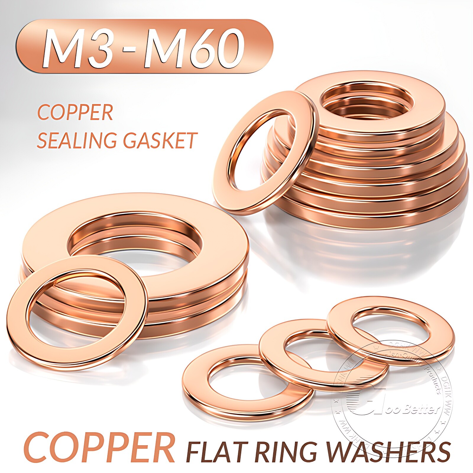 Copper Sealing Washers Metric – M3 M4 M5 M6 M7 M8 M10 M12 – M60 Sump Plug Washer