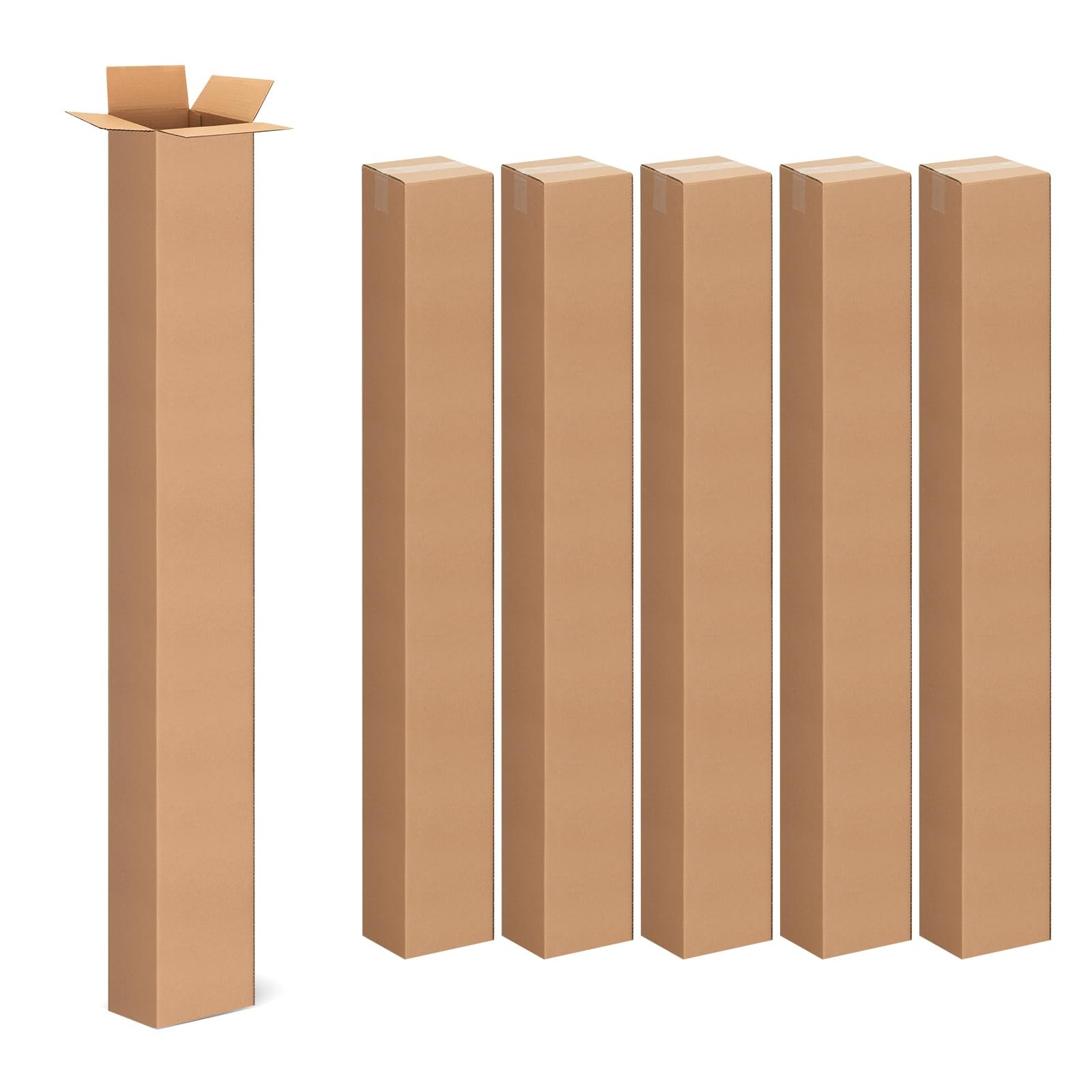 5 Pack 4x4x36 Inch Tall Corrugated Cardboard Boxes, 4″L x 4″W x 36″H Shipping…
