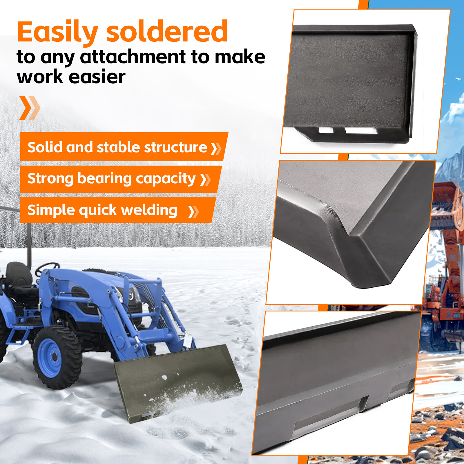 5/16″ Thick Steel Skid Steer Mount Plate Adapter Loader Quick Tach Attachment