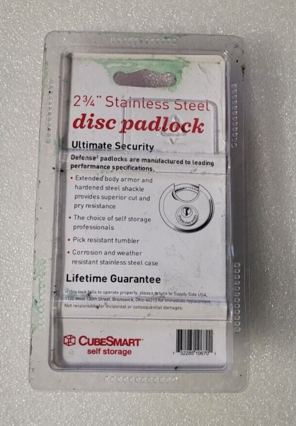CubeSmart Stainless Steel 2 ¾» Disc Padlock with 2 keys 4 Pack
