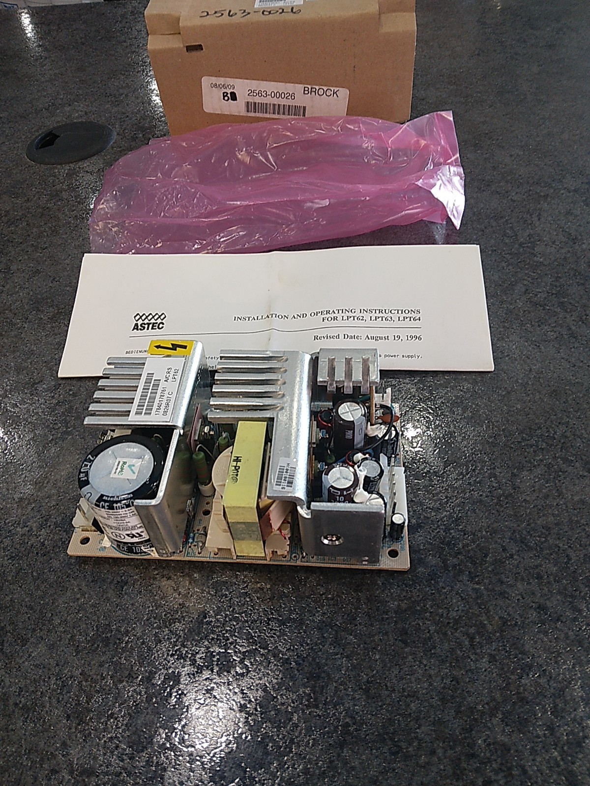 ASTEC LPT62 Switching Power Supply +5V/8A +12V/3.5A-12V/1A Brock #2563-00026 NOB