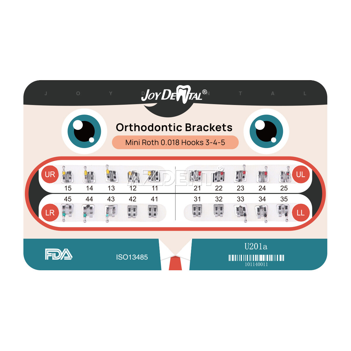 Dental Orthodontic Ultrathin Metal Bracket Braces Mini Standard Roth 022 Hks 345